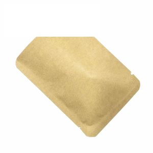 2021 Ny Brown Kraft Paper Aluminium Folie Öppna Top Mat Förpackning Väska Värme Tätning Flat Mylar Folie Candy Snack Vacuum Storage Packing Pouches