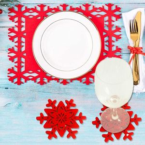 Mats & Pads 1/4Pcs Red Snowflake Shape Non-slip Heat-resistant Felt Placemat Nontoxic Family Daily Business Office Table Decoration