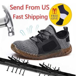 Dropship Çelik Toe Kap Emniyet Ayakkabı Erkek Kadın Açık Kaymaz Çalışma Çizmeleri Hafif Sneakers Koruyucu Ayakkabı 211217