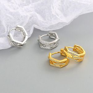 Hoop Huggie Romantico doppio zircone Orecchini geometrici carini piccoli per donne regalo all'ingrosso aretes de mujer acsesoris