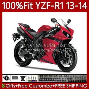 100% passform OEM karosseri för Yamaha YZF-R1 YZF1000 YZF R 1 1000CC 13-14 Glansig röd BLK MOTO BODY 94NO.29 YZF R1 1000 CC YZFR1 13 14 YZF-1000 2013 2014 Injection Mold Fairing Kit