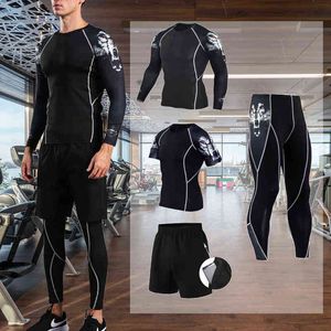 3 Sztuk Kompresja męska Dres Rashguard Siłownia Mężczyźni Odzież Training Fitness Sportswear Mężczyzna Jogging Running Sport Suit Sets Y1221