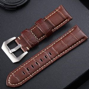 Watch Bands Luxury Klockor Rem Män Högkvalitativ äkta lädervaktband 20mm 22mm 24mm 26mm Bamboo Knot Black Brown Blue Belt 2021