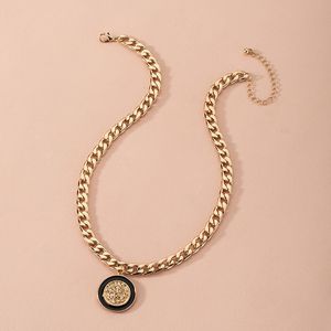 Coin Clavicle Chain Fashion All-match Lion Head Enamel Glaze Female Necklace For Women Party Jewelry Gift