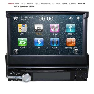 Kamera kopii zapasowej + GPS Single 1 Din Car Audio Stereo Radio HD DVD Odtwarzacz Bluetooth 8G SD Mapa SD Multimedia Automotivo SWC DAB +