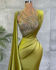 Sequined Beading Mermaid Prom Dresses One Shoulder Formal Dress Plus Size Floor Length Beaded Side Split Evening Gowns