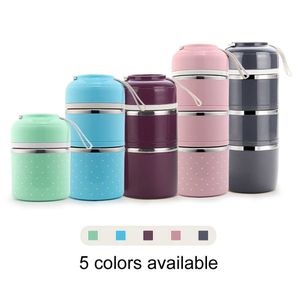 Cute Japanese Lunch Box For Kids Portable Outdoor Stainless Steel Bento Leak-Proof Food Container Kitchen 210709