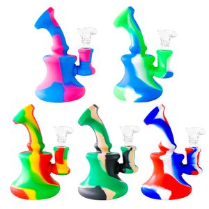 Tubos de fumo portáteis 5.0 polegadas Bongos de silicone Tubo de água de silicone reciclar plataformas petrolíferas Dab Bongo de vidro shisha