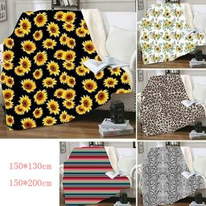 Sherpa Blanket 150*130cm sunflower floral striled leopard 3D Printed Adults Kids Winter Warm Soft Plush Shawl Couch sofa throw Fleece Wrap