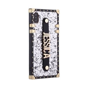 Moda Custom Glitter Bagażnik Pasek Gold Metal Spersonalizowany Nazwa Przypadki Telefon dla iPhone 12 11 Pro XS Max XR 7Plus 8 8Plus X