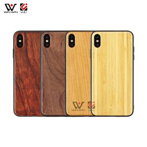 Capas de telefone em estoque para iPhone X 11 12 Pormax Xs Madeira TPU Real Cherry Wood iPhoneXs Phonecase Capa preta à prova d'água Shell Case Atacado Moda Personalizada