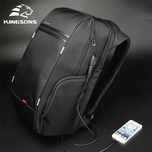 Kingsons 15"17" Laptop Backpack External USB Charge Computer Backpacks Anti-theft Waterproof Bags for Men Women 210929