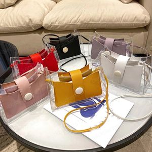 PVC-geléväska Crossbody Väska Kvinnor Sötmynt Purses Messenger Shoulder Bag Enkel Square Transparent Telefonväskor