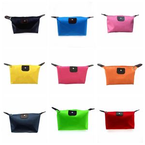 Foldable Women Travel Cosmetic Bag Mini Girl Makeup Bags Organizer Waterproof Nylon Red Large Capacity Zipper Toiletry Pouch Case