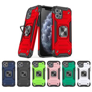 iPhone 12 XR XS X 11 Pro Max Mini 7 8 Plus 6 Phone Cover Magnetic Ring Kickstandのための耐衝撃防振鎧ケース