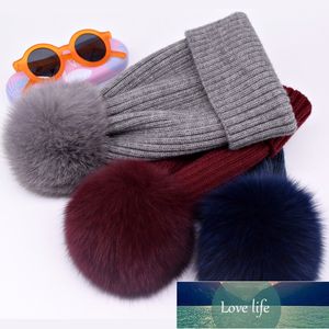 Gorro de pompón de piel natural Invierno grueso para mujer Gorro Gorros Gorros de lana de Cachemira de punto Gorros Skullies femeninos Gorros Precio de fábrica diseño experto Calidad Último estilo