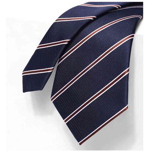 Военно-синий полосатый галстук для мужчин для мужчин дизайнер марки 8 см Свадебный бизнес мода роскошный платье костюм шелковый полиэстер галстук с подарочной коробкой