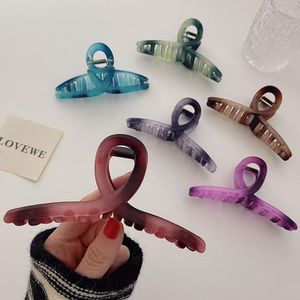 Length 13 CM Fog Face Gradient Ribbon Cross Hair Clamps Women Large Plastic Multi Color Wash Claw Clips Girls Scrunchies Ponytail Shower Hairpins Head Wear