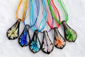 Colar pingente de vidro em forma de gota d'água com pingente de vidro de Murano para mulheres e meninas, joias de verão