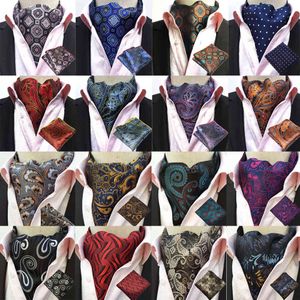 Homens Paisley Silk Cravat Ascot Necktie Handkerchief Pocket Square Set Lot Bwthz0238