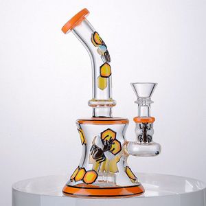 Unikalny styl pszczoły szklane blagi 7-calowe nargile olejowe DAB RIG Mini platformy Bong 5mm Grube rury wodne z 14mm stawem kobiece