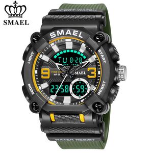 SMAEL Neue Mode Männer Sport Uhren Luxus Marke Militärische Wasserdichte Digitale Quarzuhr Männer Dual Display Datum Armbanduhr G1022