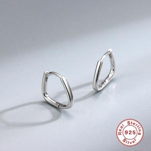 Глянцевые серьги-кольца Huggie Aide серебристого цвета для женщин, настоящие серьги из стерлингового серебра 925 пробы в форме груши, геометрические, трапециевидные