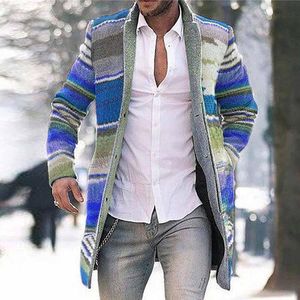 Rów męskich płaszczy wybuchowy styl wybuchowy i jesienny handel zagraniczny Średni długi sweter sweter drukowany wiatrówki kurtki z długim rękawem