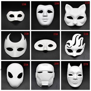 Nzzhaleeen Full Face Masks Ручная роспись целлюлозная штукатурка покрыта бумага Mach Plate Mask White Masquerade Mashs Radian Mask ZZB8112