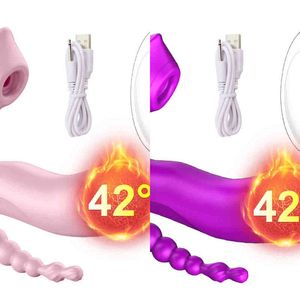 Nxy Sex Vibrators 3 in 1 Sucking Vibrator Clitoris Sucker Anal Claws Vagina Stimulator Wearable Oral Erotic Toy Dildo for Women Toys 1217