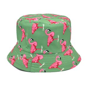 Flamingo Print Bucket Hats Fisherman Hat Fashion Trend Women Outdoor Hats 2238