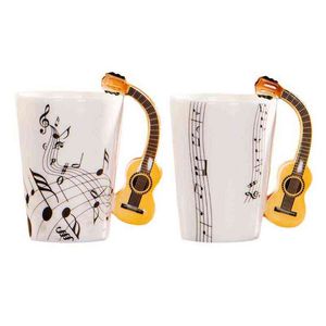 Музыкальные ноты дизайн керамический напиток чай кофе кружка чашка акустическая гитара E15B G1126