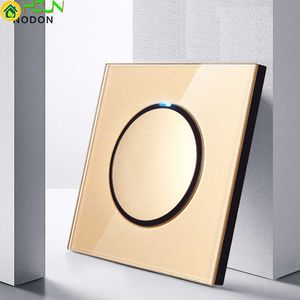 Champagne Gold and White Glass Switch 1 Gang 2 3 4 Panel Wall Type 86 with LED TV Phone Socket 36 Styles