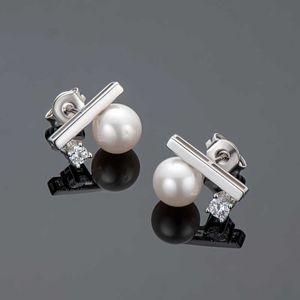 Wholesale 7mm pearl stud earrings resale online - 925 Sterling Silver Stud Earrings mm Natural Freshwater Pearl Fashion Women Party Gifts