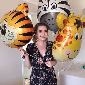 Mini Animal Foil Balloons birthday party Decor baby presents kid toys Lion Monkey Zebra Deer Cow Animal Head Air Balloon