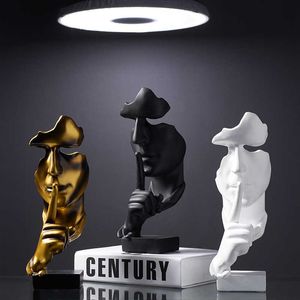 Modern home decoration accessories for living room large decorative Design ornaments Thinker Mask Figurines Office desk decor 210607