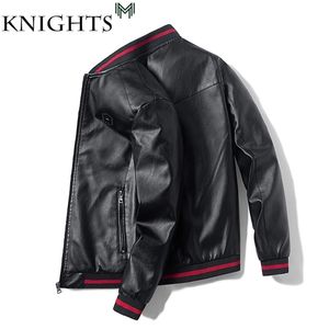 男性のフェイクレザージャケットオートバイの春と秋の薄い男性のジャケット野球襟の黒い外装男性PUレザーコート男性211110