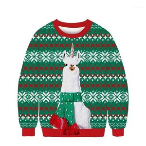 Мужские свитера Мужчины Женщины Ugly Christmas Sweatshirt Cute Alpaca Xmas Party Толстовка 3D Забавный принт Осень Зима Джемперы