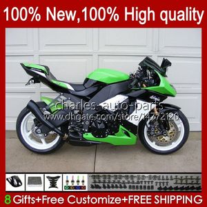 Kroppskit för Kawasaki Ninja ZX1000C 1000CC ZX-10R 2008 2009 2010 Body 56NO.106 ZX1000 C ZX 10R ZX10 10 R grön svart 1000 cc 08-10 ZX10R 08 09 10 Motorcykel Fairing