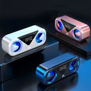MC-H9 Bluetooth Speaker Sem Fio Stereo LED Display Despertador Home Telefone Celular Mini Áudio Subwoofer 3000mAh Volume Inteligente Oradores Duplos