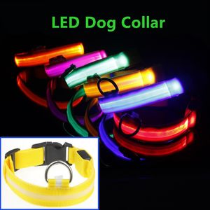 High Quality Nylon LED Pet Dog Collar Night Safety Flashing Glow In The Dark Dog Leash Dogs Luminous Fluorescent Collars Pet Supplies