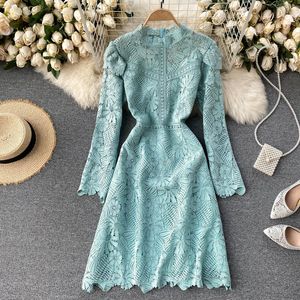 A Line Summer Boho Beach 2022 Long Sleeves Lace Dress Women Elegant High Quality MIdi Sundress Spring Long Dresses