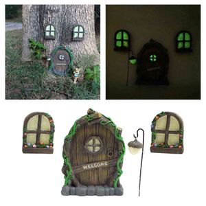 Wholesale fairy wall decorations for sale - Group buy 4pcs set Cute Miniature Fairy Garden Window Door Elf Home for Art Sculpture Decoration Wall and Trees Y211112