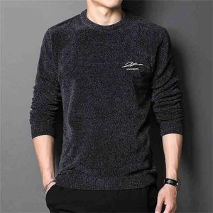 Najwyższej jakości Jesień Zima Casual Man Sweter Fleece Pure Color Pullovers Mężczyźni Odzież Moda Ciepłe Swetry Slim Męskie Top M-4XL 210918
