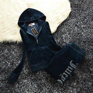 Velvet Spring/Fall Fabric Tracksuits Velour Suit Hoodies Zipper Sweatshirt And Straight Leg Pants Sportswear Women's Sweatshirt X0721