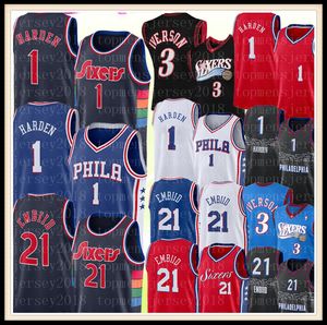 Man Joel 21 Embiid Formalar Jame 1 S Harden Tyrese 0 Maxey City Basketbol Jersey Allen 3 Iverson Gömlek 16.9