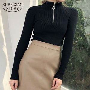 Turtleneck Höst Vinter Kvinnor Tröja Långärmad Knitwear Pullover Slim Korean Style Office Fashion Clothing 11072 210510