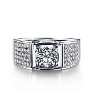 Solido oro bianco 18 carati AU750 maschio 1CT certificato Moissanite maschile anello di fidanzamento D colore brillante per sempre bella scatola