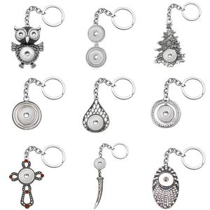 Noosa Fashion Keychainsowl Christmas Tree Cross Rhinestone Snap Key Chains Fit 18mm Snap Buttons Keyrings