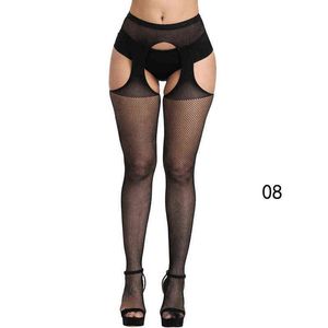 Mulheres de meia-calça fina Sexy Sólido Fishnet Teets Roupas para Mulheres Meias Preto Malha Malha Lace Sexy Lingerie Y1130